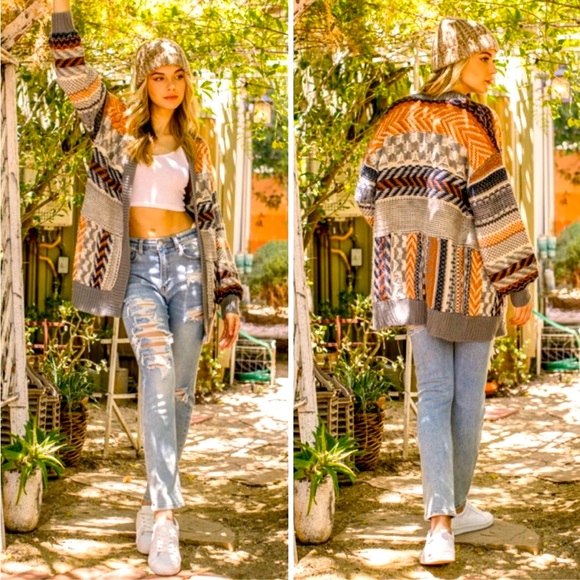 Multi Patterned Sweater Cardigan - Picture 6 of 9